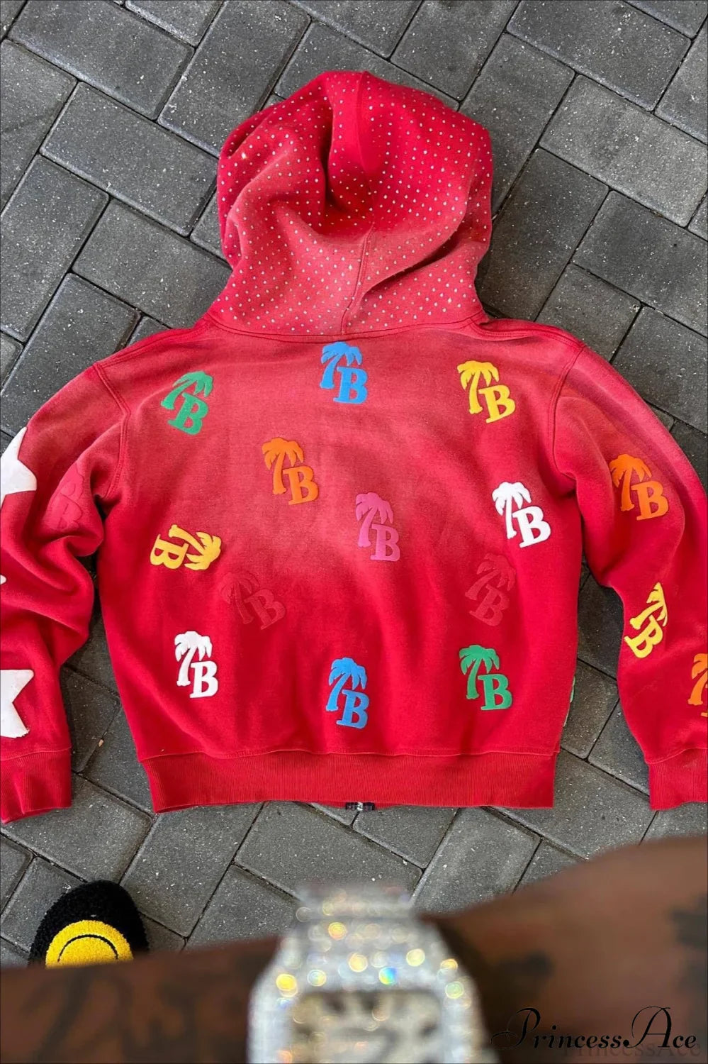Foam Letter Print Hip-Hop Zip Hoodie image 8