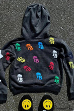Foam Letter Print Hip-Hop Zip Hoodie image 6