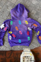 Foam Letter Print Hip-Hop Zip Hoodie image 4