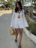 Fold Lace Long Sleeve White Blouse image 3