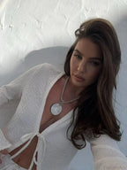 Fold Lace Long Sleeve White Blouse image 6