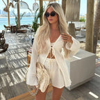 Fold Lace Long Sleeve White Blouse image 7