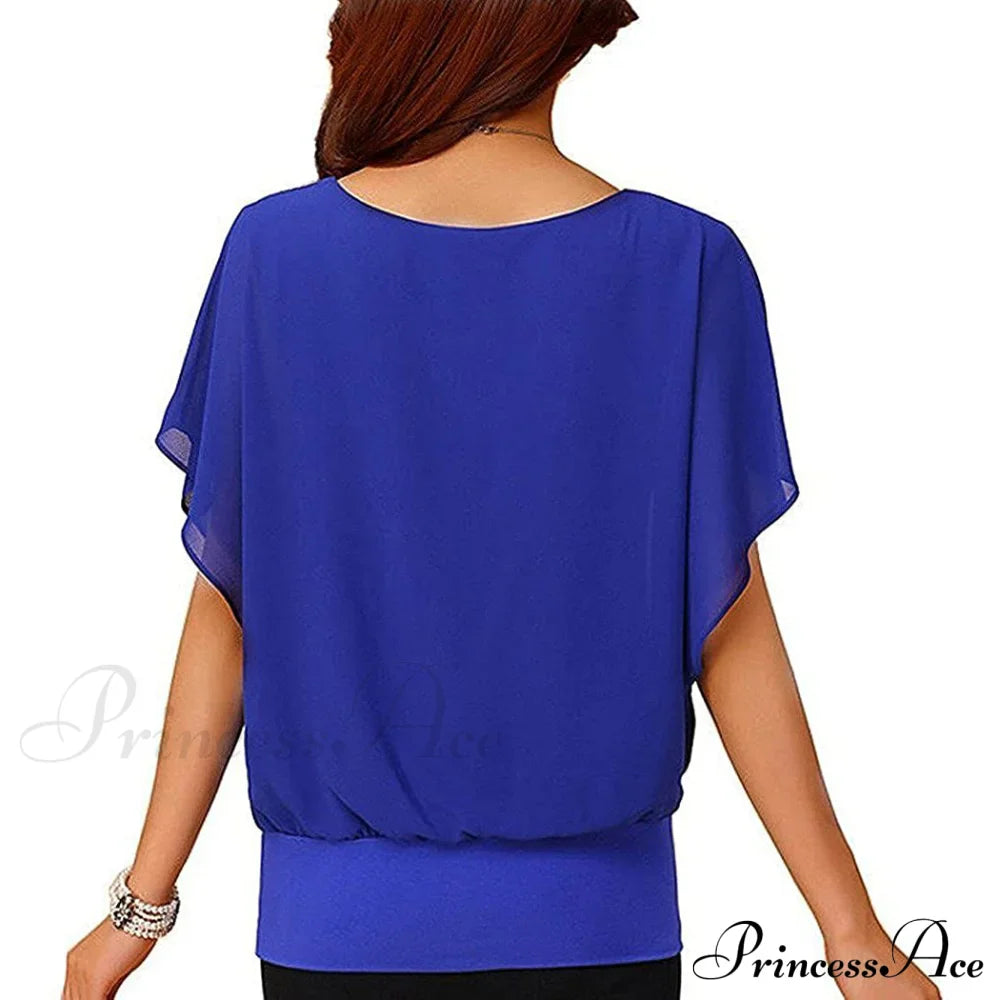 for Chiffon Blouse Casual T-Shirt Top Brief Arm Women image 7