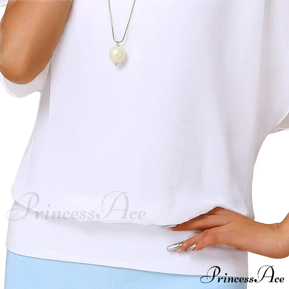 for Chiffon Blouse Casual T-Shirt Top Brief Arm Women image 6