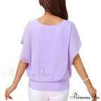 for Chiffon Blouse Casual T-Shirt Top Brief Arm Women image 2