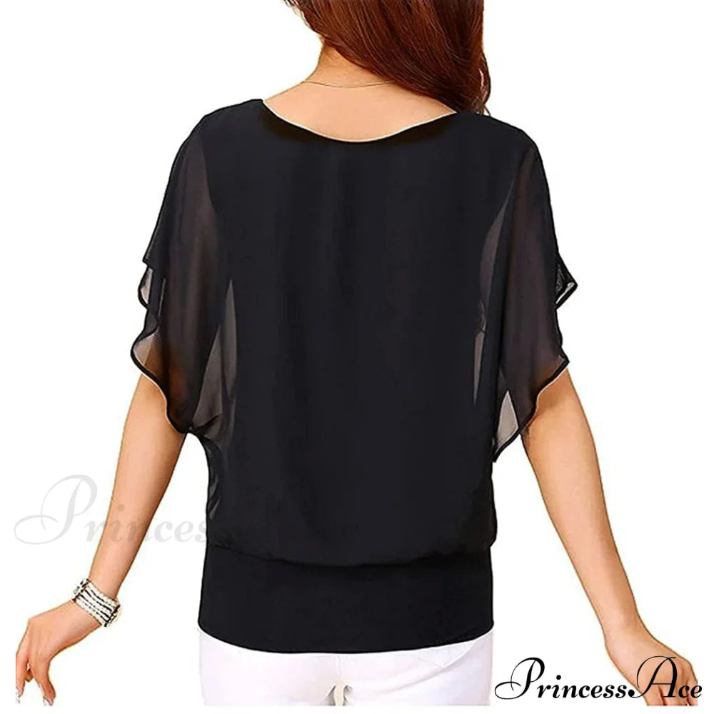 for Chiffon Blouse Casual T-Shirt Top Brief Arm Women image 1