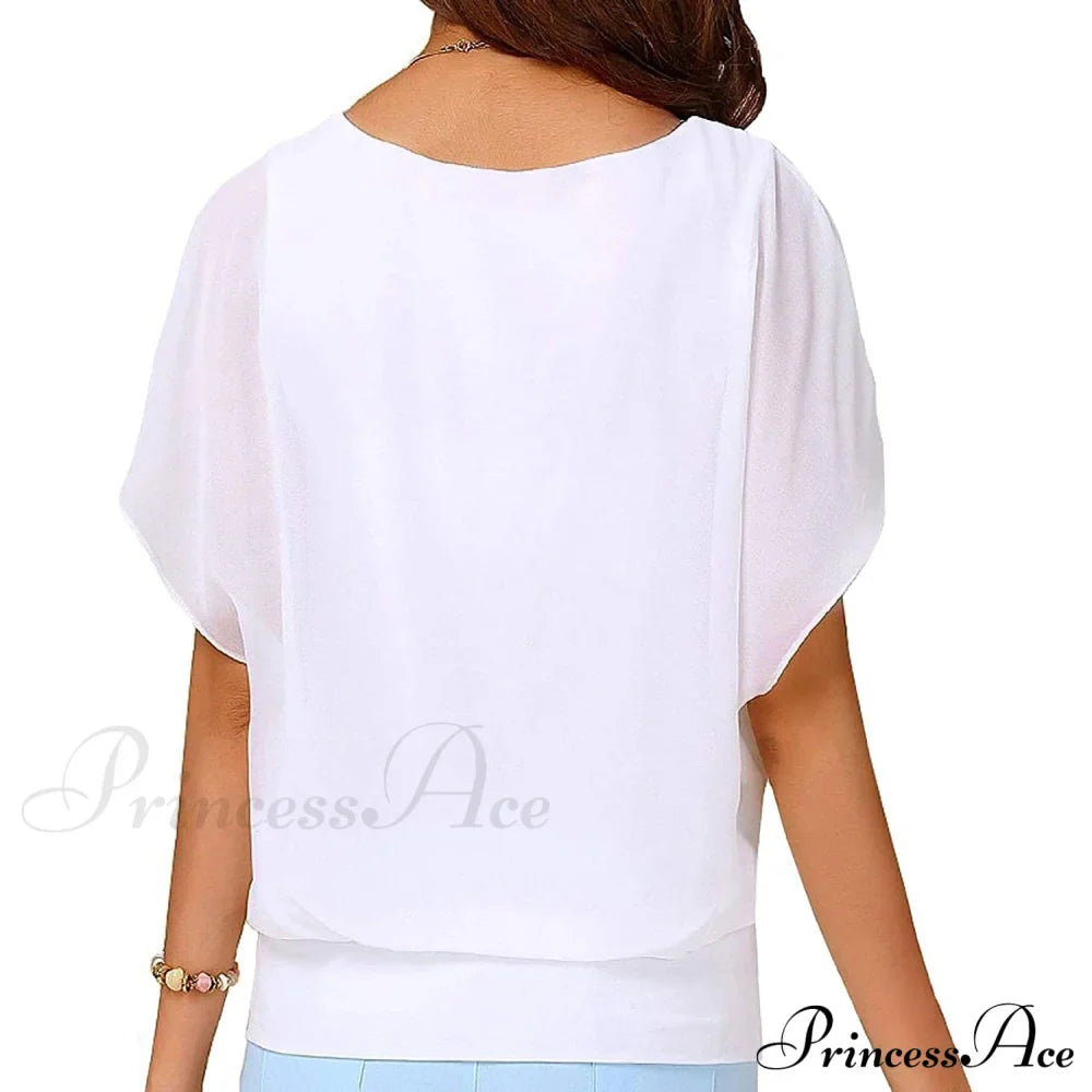 for Chiffon Blouse Casual T-Shirt Top Brief Arm Women image 3