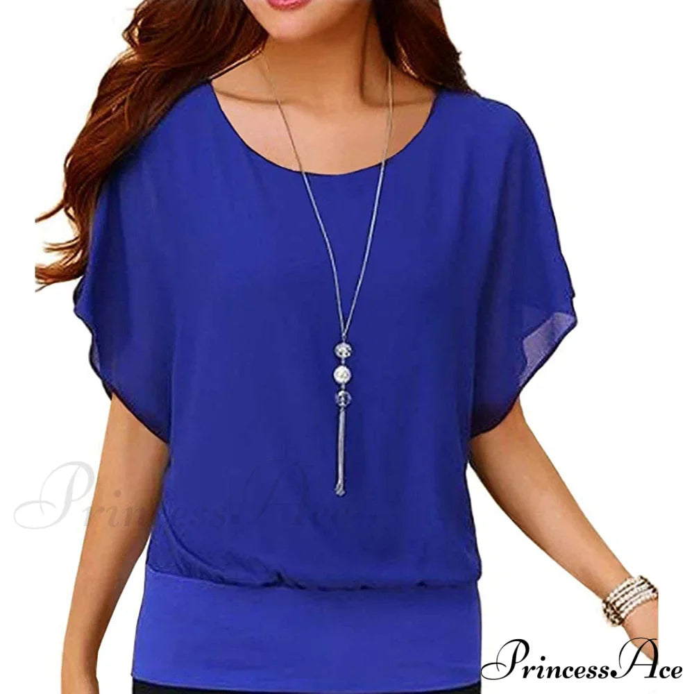 for Chiffon Blouse Casual T-Shirt Top Brief Arm Women image 16