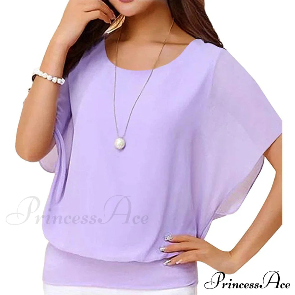 for Chiffon Blouse Casual T-Shirt Top Brief Arm Women image 14