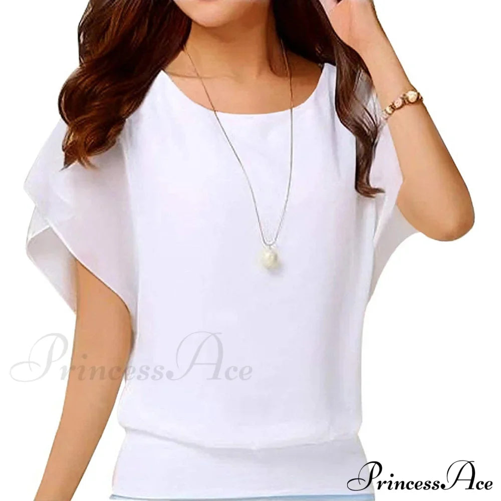 for Chiffon Blouse Casual T-Shirt Top Brief Arm Women image 15