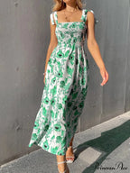 for Flowered Design Tiered Gown Smocked Women image 10
