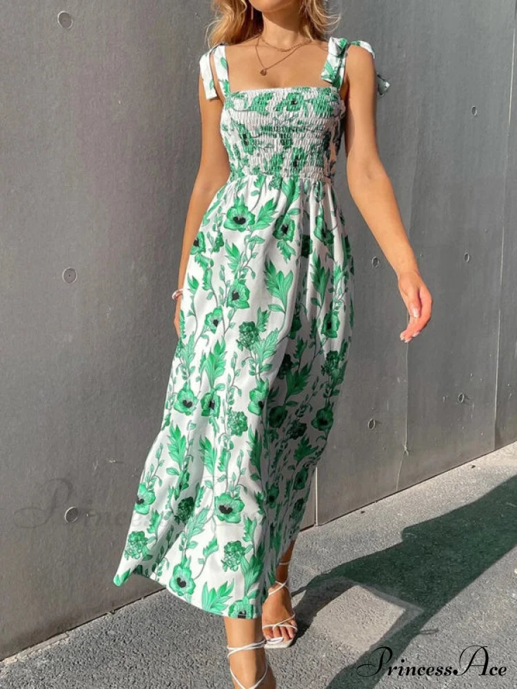 for Flowered Design Tiered Gown Smocked Women image 10