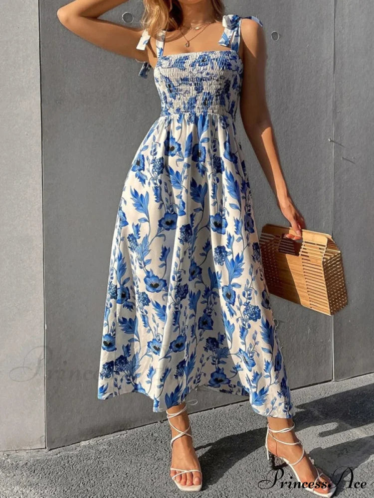 for Flowered Design Tiered Gown Smocked Women image 5