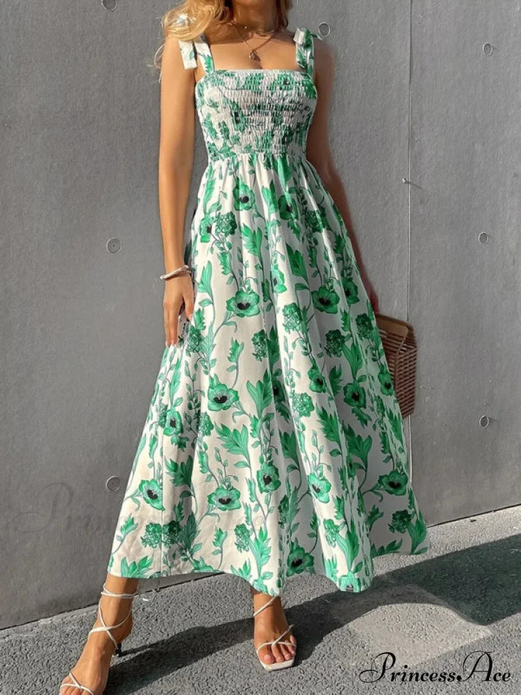 for Flowered Design Tiered Gown Smocked Women image 6