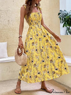 for Flowered Design Tiered Gown Smocked Women image 16