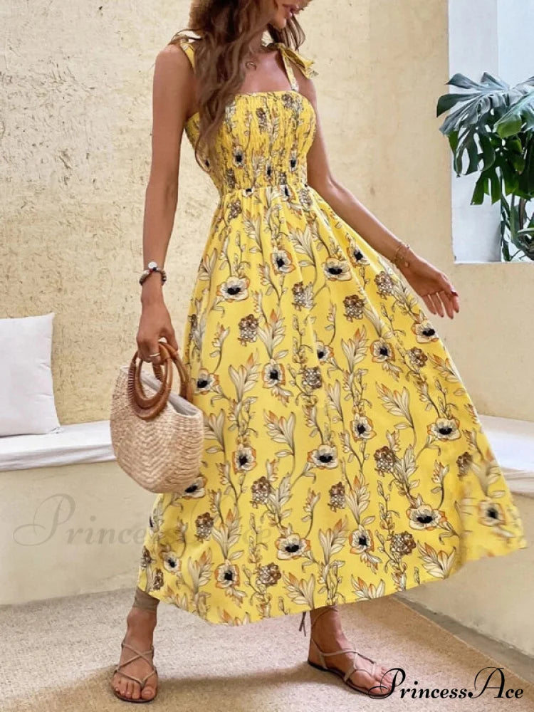 for Flowered Design Tiered Gown Smocked Women image 16