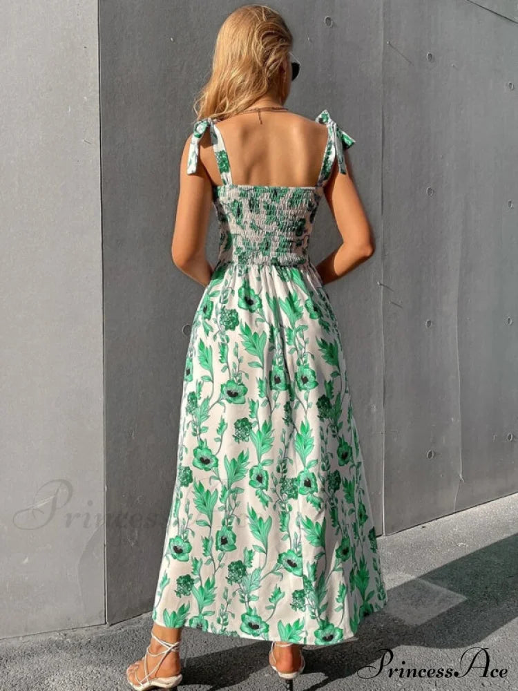 for Flowered Design Tiered Gown Smocked Women image 8