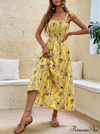 for Flowered Design Tiered Gown Smocked Women image 20