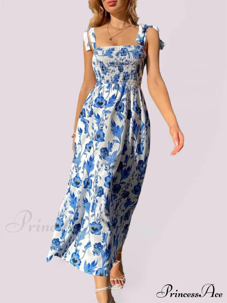 for Flowered Design Tiered Gown Smocked Women image 1
