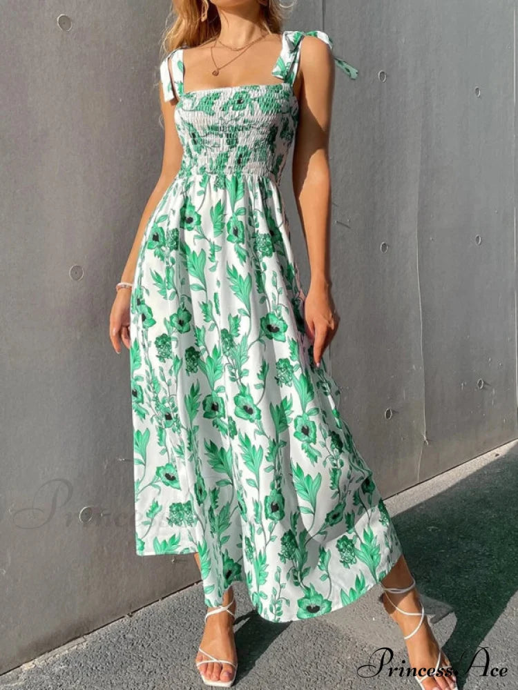 for Flowered Design Tiered Gown Smocked Women image 7
