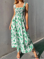for Flowered Design Tiered Gown Smocked Women image 7