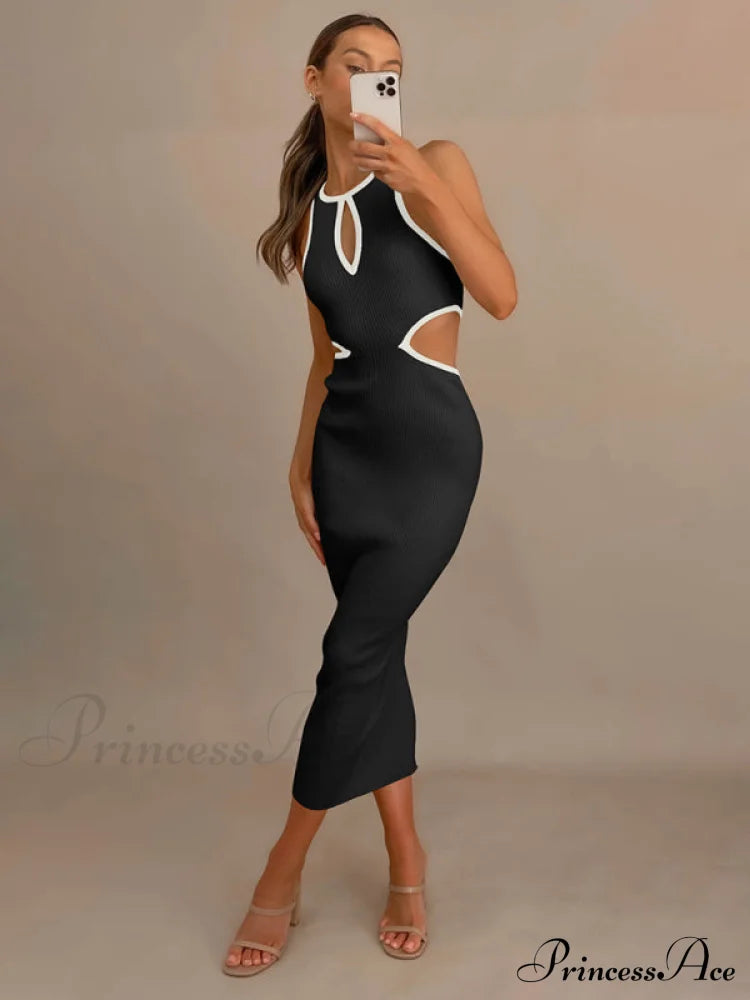 for Gown Figure-hugging Cutouts Midi Women image 2