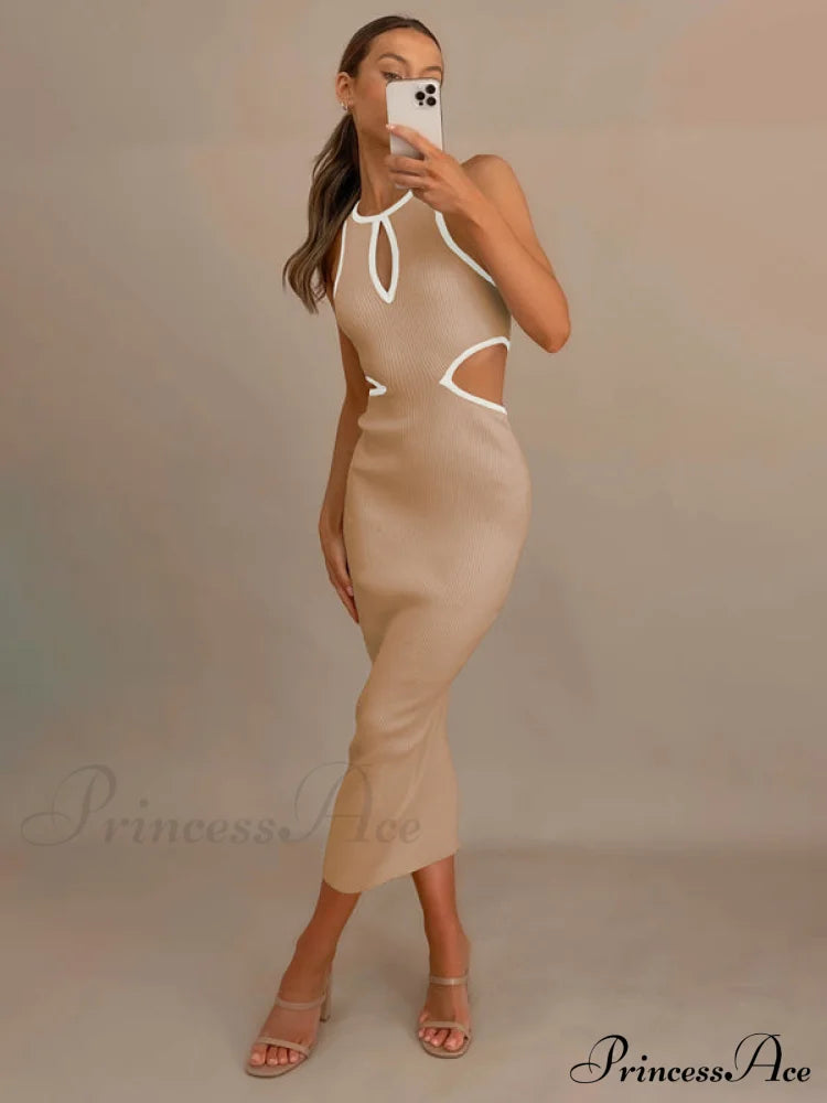 for Gown Figure-hugging Cutouts Midi Women image 6