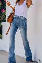 for Pants Mid Rise Denim Fitted Women image 4