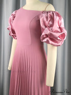 for Pink Gown Full-Length Arm Shoulder Evening Cold Ruched Women image 3
