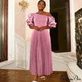 for Pink Gown Full-Length Arm Shoulder Evening Cold Ruched Women image 4