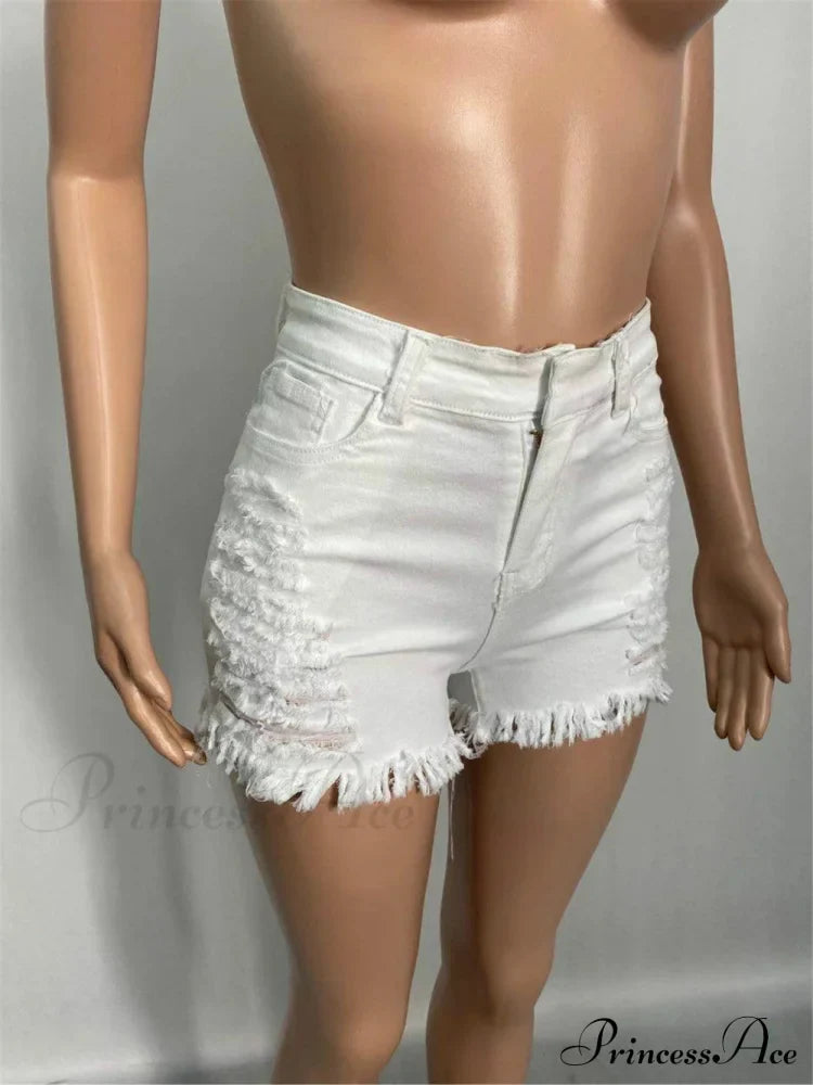 for Warm-Season Waist High Denim Hole Pants Out Ripped Hollow Shorts Women image 5