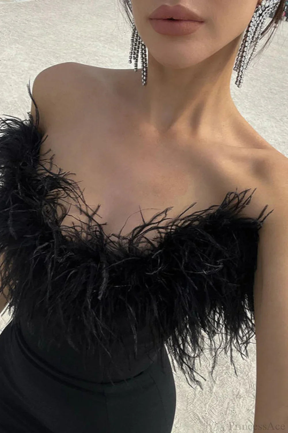 Frayed Edge V-Neck Strapless Fitted Maxi Party Dress image 3