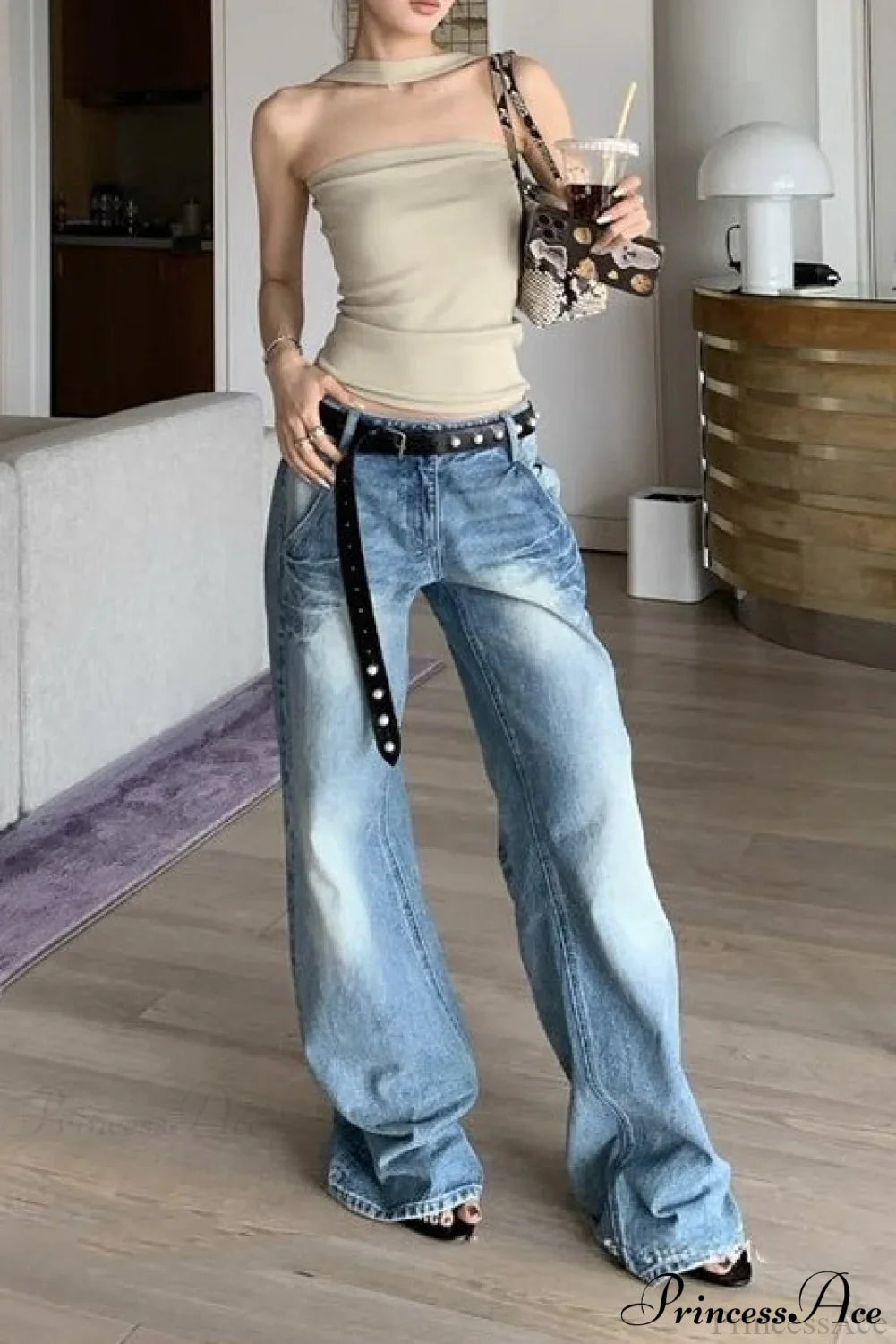 Frayed Whisker Vintage Relaxed Straight Jeans image 1