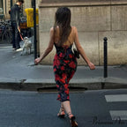 Fresh Rural Style Long SlimPrinted Suspended Spring/Summer Off Shoulder Floral Dress image 2