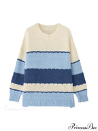 Fresh Simple Striped Loose Casual Sweater image 3