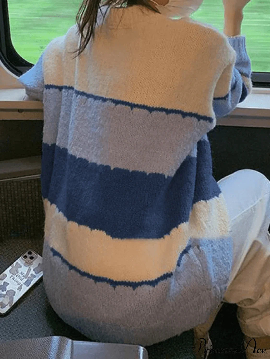 Fresh Simple Striped Loose Casual Sweater image 2