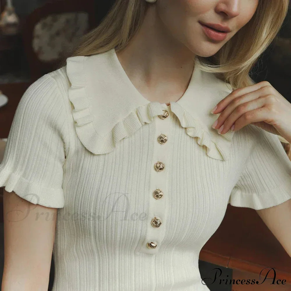 Frill Collar Short Charming Sleeve Mini Dress image 6