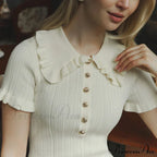Frill Collar Short Charming Sleeve Mini Dress image 6