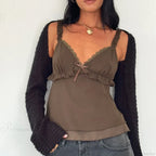 Frill Spaghetti Strap Chiffon Ruffled Crop Top image 5