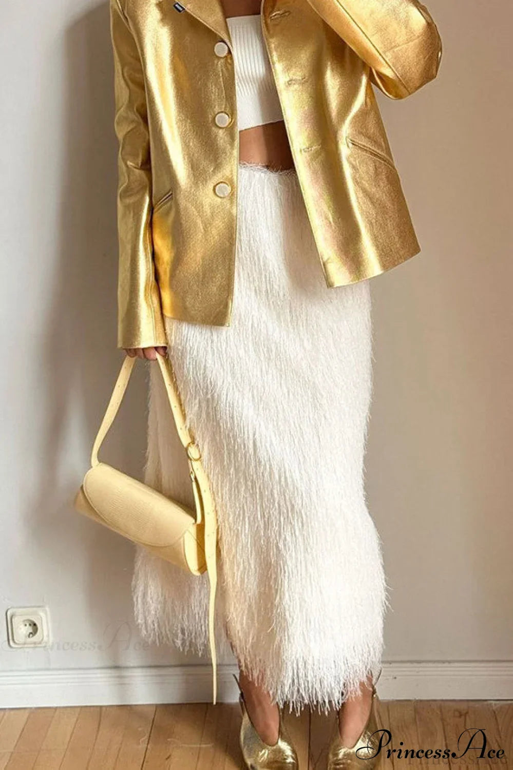 Fringe High Waist A-Line Midi Skirt image 3