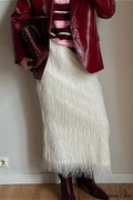 Fringe High Waist A-Line Midi Skirt image 1