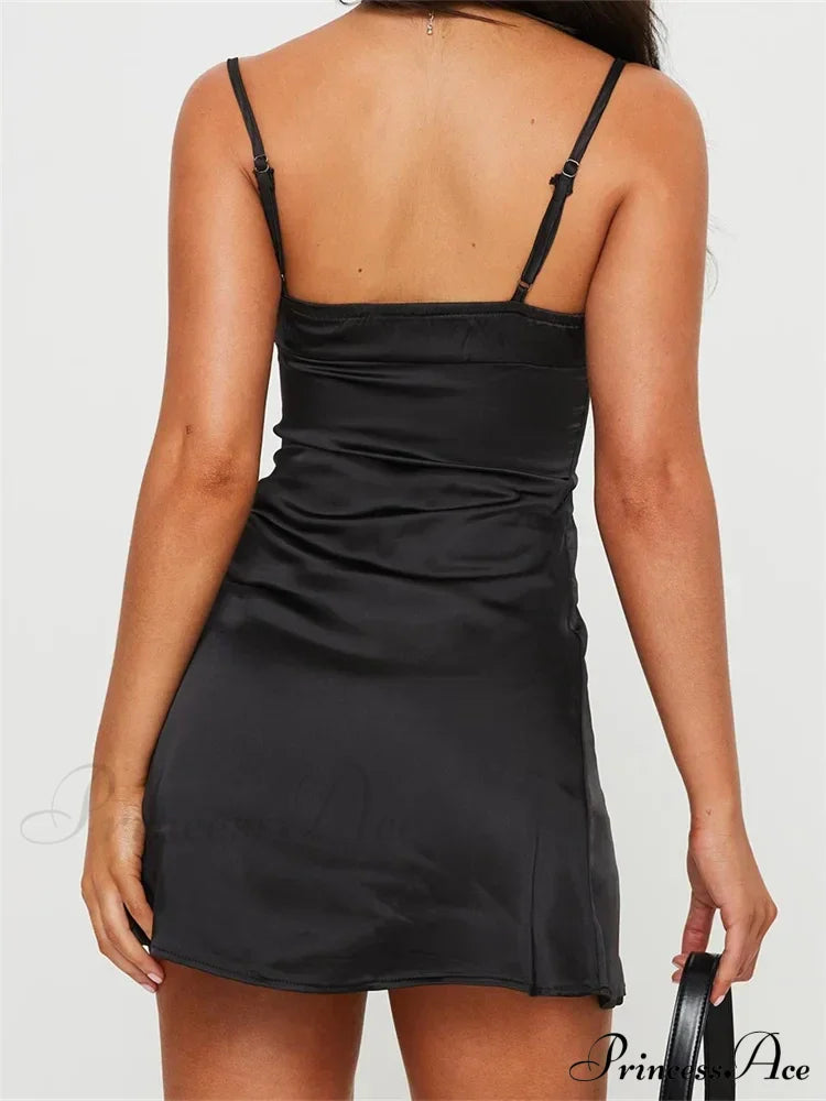 Front Tie up Ruched Sleeveless Spaghetti Strap Mini Dress image 4
