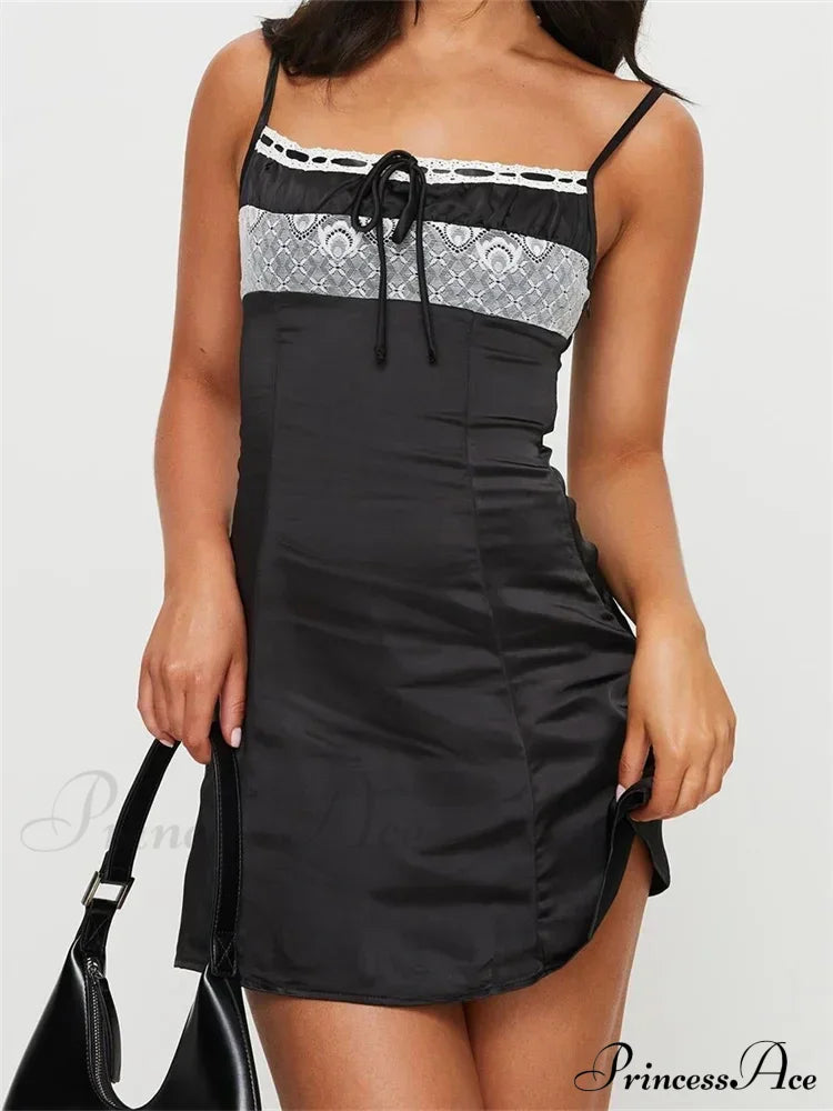 Front Tie up Ruched Sleeveless Spaghetti Strap Mini Dress image 2