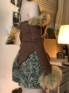 Fur Halter Knit Top image 4