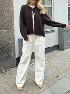 Fuzzy Button-Down Long Sleeve Knit Cardigan image 3
