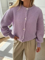 Fuzzy Button-Down Long Sleeve Knit Cardigan image 11