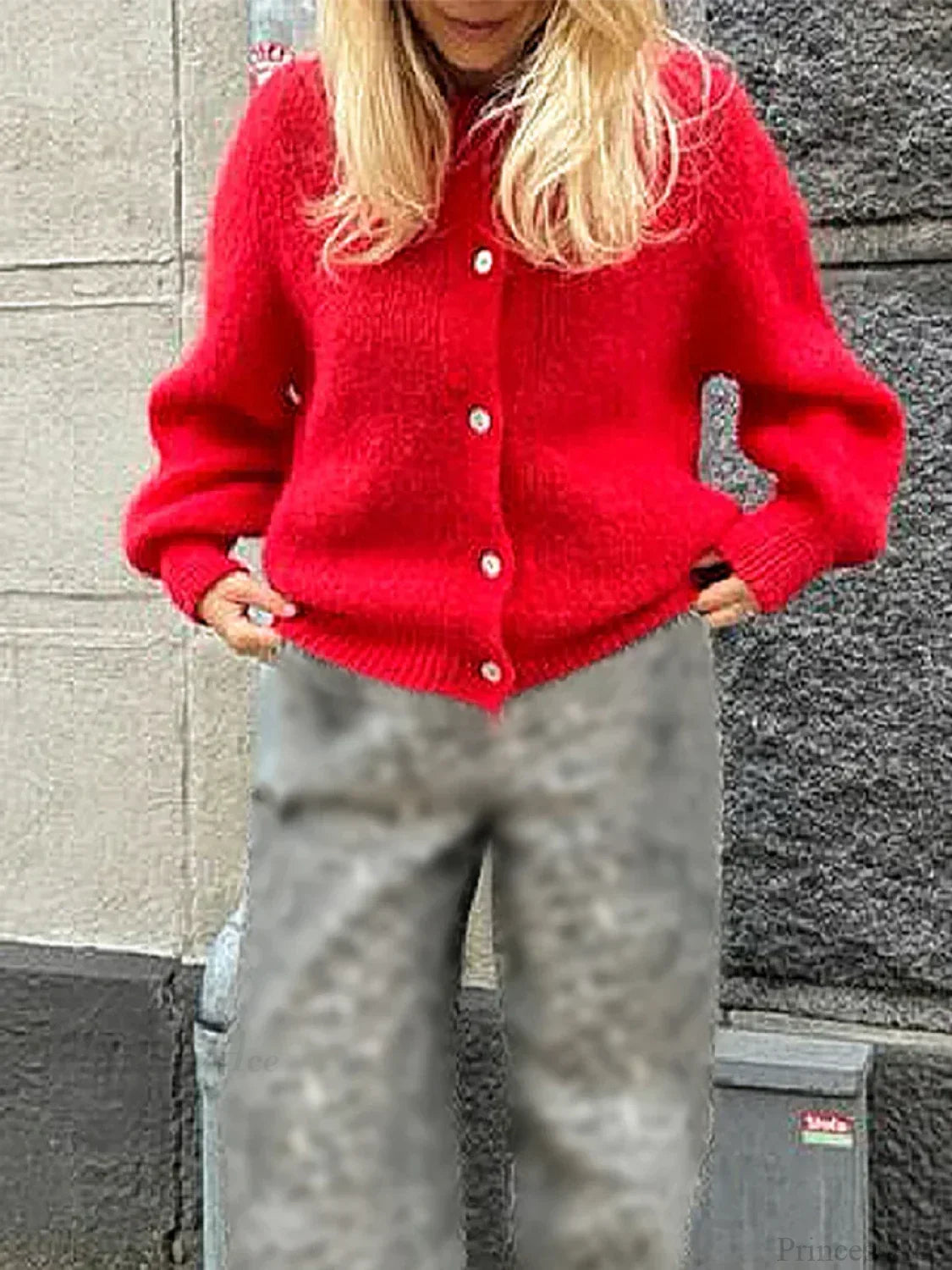 Fuzzy Button-Down Long Sleeve Knit Cardigan image 8