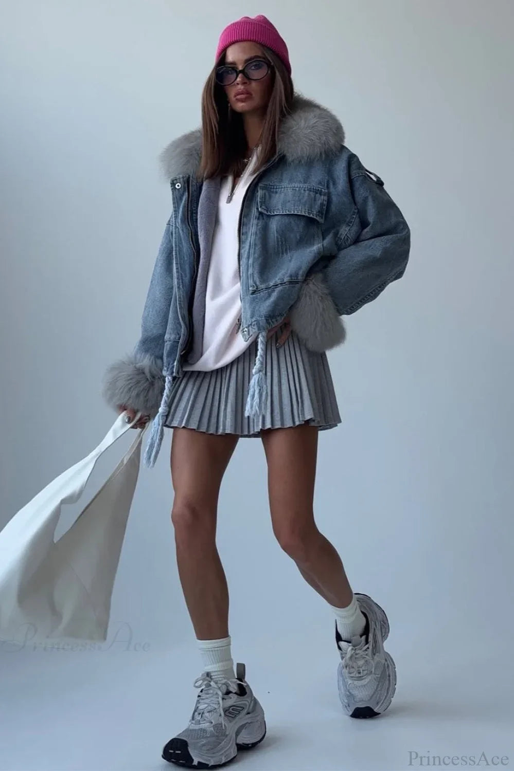 Fuzzy Denim Loose Street Large Pocket Jacket image 3