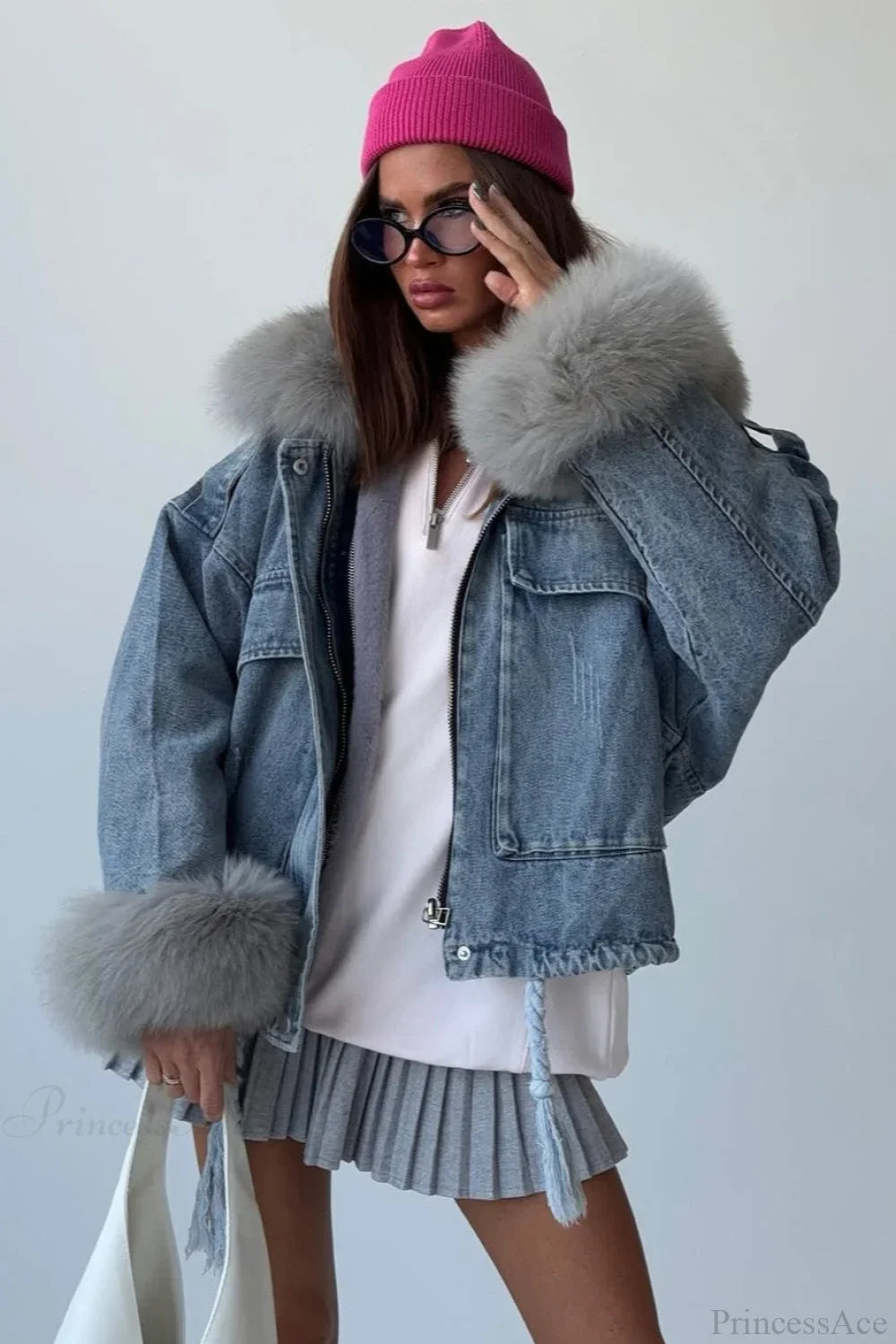 Fuzzy Denim Loose Street Large Pocket Jacket image 2