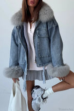 Fuzzy Denim Loose Street Large Pocket Jacket image 1